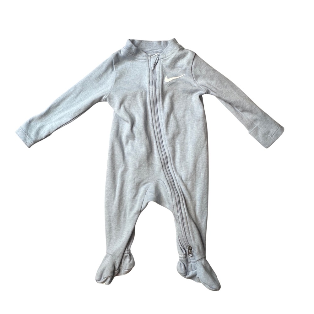Nike Sleeper Baby 3M Blue Footed Coverall Zipper Swoosh Logo K729-BG6 L/S